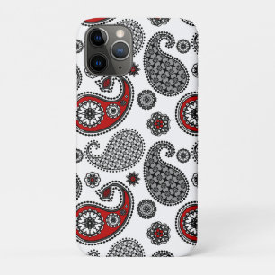 Paisley-patroon, zwart, wit en rood iPhone 11 pro hoesje