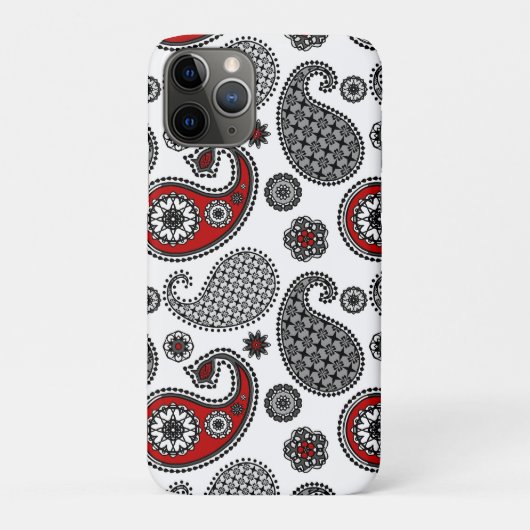 Paisley-patroon, zwart, wit en rood Case-Mate iPhone case (Achterkant)