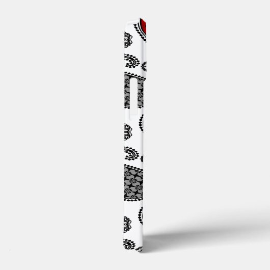 Paisley-patroon, zwart, wit en rood Case-Mate iPhone case (Achterkant / Rechts)