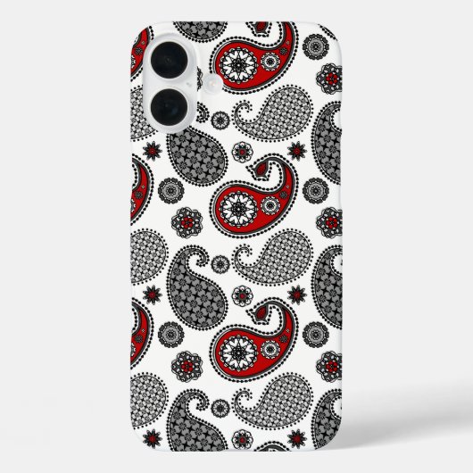Paisley patroon, Zwart, Wit en Rood Case-Mate iPhone Case (Achterkant)