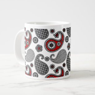 Paisley-patroon, zwart, wit en rood grote koffiekop