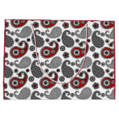 Paisley-patroon, zwart, wit en rood large cadeautasje (Achterkant)