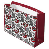 Paisley-patroon, zwart, wit en rood large cadeautasje (Achterkant Gekanteld)