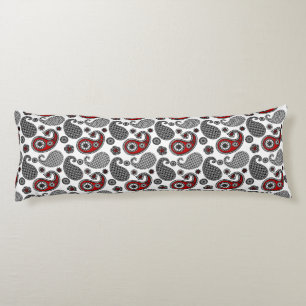 Paisley patroon, Zwart, Wit en Rood Lichaamskussen