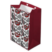 Paisley-patroon, zwart, wit en rood medium cadeauzakje (Voorkant Gekanteld)