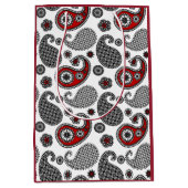Paisley-patroon, zwart, wit en rood medium cadeauzakje (Voorkant)