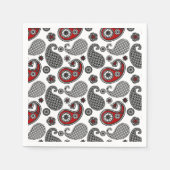 Paisley-patroon, zwart, wit en rood servetten (Voorkant)