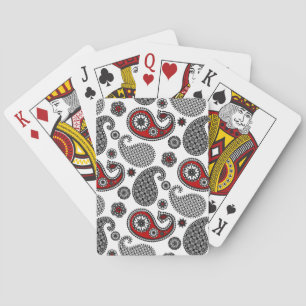 Paisley-patroon, zwart, wit en rood speelkaarten