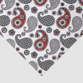 Paisley-patroon, zwart, wit en rood tissuepapier (Detail)