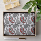 Paisley-patroon, zwart, wit en rood tissuepapier (Geschenk)