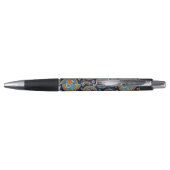 Paisley patroonblauw en sinaasappel elegant pen (Achterkant)