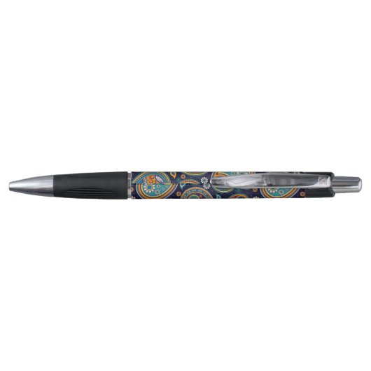 Paisley patroonblauw en sinaasappel elegant pen (Achterkant)