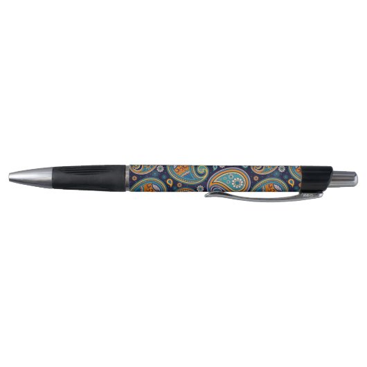 Paisley patroonblauw en sinaasappel elegant pen (Bodem)