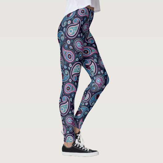 Paisley patroonblauw paarse elegante yogabroek leggings (Rechts)