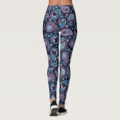 Paisley patroonblauw paarse elegante yogabroek leggings (Achterkant)