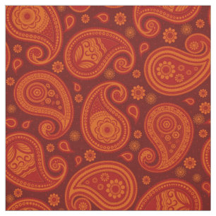 Paisley patroonkastanjebruin rood sinaasappel stof