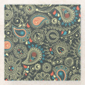 Paisley Pattern 3 Glazen Onderzetter (Voorkant)