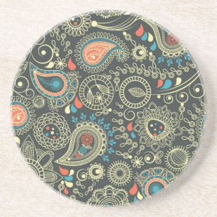 Paisley Pattern 3 Zandsteen Onderzetter