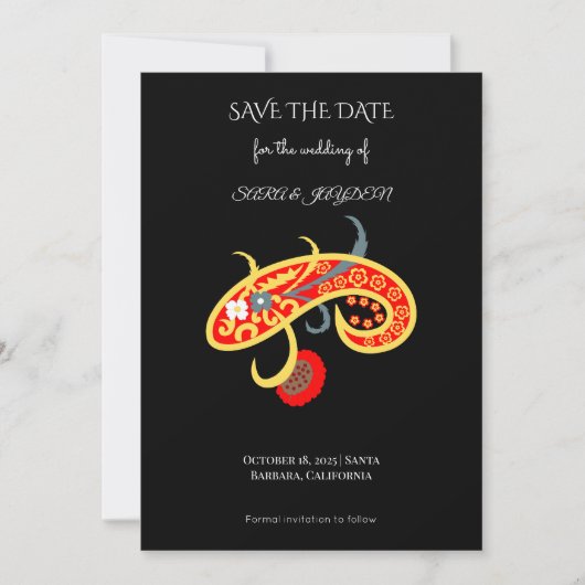 Paisley Pattern | Abstract Floral | Boho Art Save The Date (Voorkant)