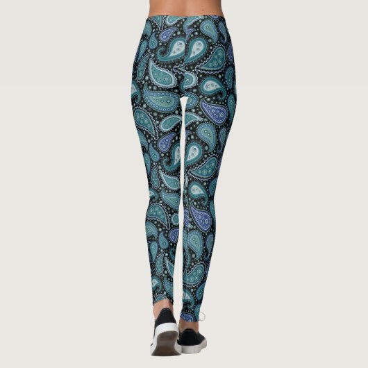 Paisley Pattern Abstracte Shapes Navy Blue Leggings (Achterkant)
