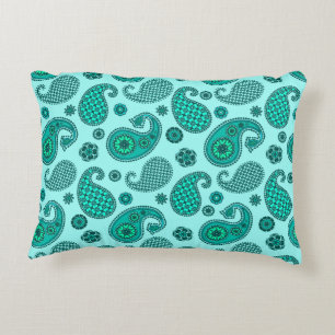 Paisley Pattern, Aqua en Turquoise Accent Kussen