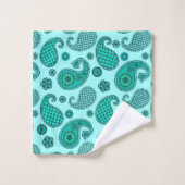 Paisley Pattern, Aqua en Turquoise Bad Handdoek (Wasdoekje)