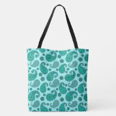 Paisley Pattern, Aqua en Turquoise Tote Bag (Achterkant)