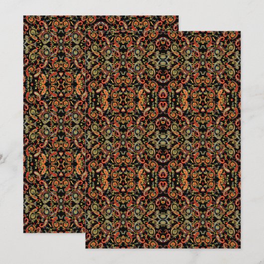 Paisley Pattern Art – Ornamental Floral Outline Save The Date (Voorkant / Achterkant)