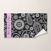 Paisley Pattern, Black and White, Jouw naam Bad Handdoek (Handdoek)