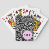 Paisley Pattern, Black and White, Monogram Speelkaarten (Achterkant)