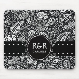Paisley Pattern Black and White Personalized Muismat