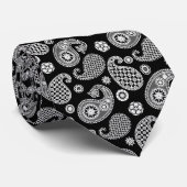 Paisley Pattern, Black and White Stropdas (Opgerold)