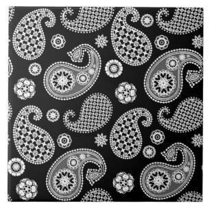 Paisley Pattern, Black and White Tegeltje
