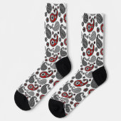 Paisley Pattern, Black, White and Red Sokken (Links)