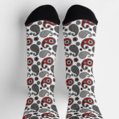 Paisley Pattern, Black, White and Red Sokken (Top)