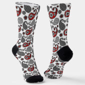 Paisley Pattern, Black, White and Red Sokken (Gebogen)