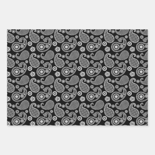 Paisley Pattern, Black, White en Red Inpakpapier Vel (Voorkant 3)