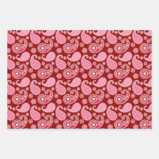 Paisley Pattern, Black, White en Red Inpakpapier Vel (Voorkant)