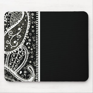 Paisley Pattern Black & White Muismat