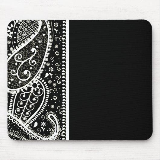 Paisley Pattern Black & White Muismat (Voorkant)