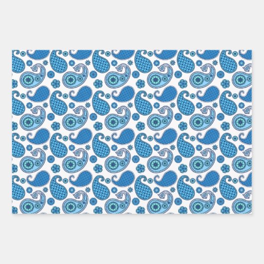 Paisley Pattern, Blauwe tinten Inpakpapier Vel (Voorkant 3)