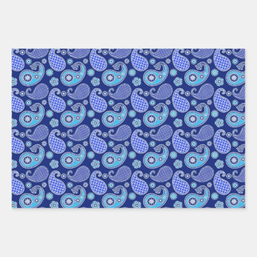 Paisley Pattern, Blauwe tinten Inpakpapier Vel (Voorkant 2)