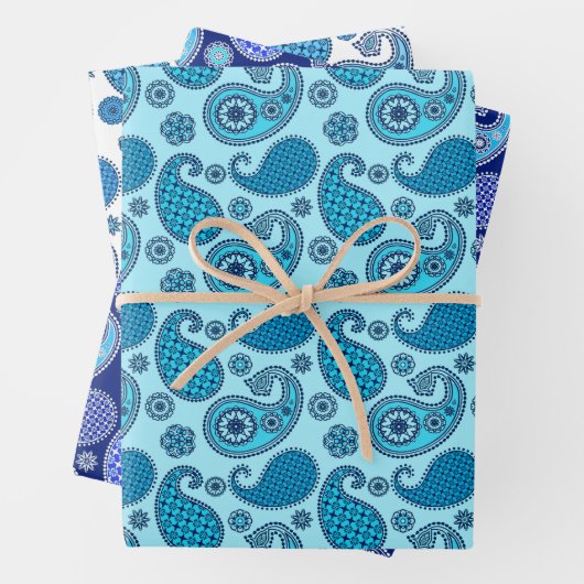 Paisley Pattern, Blauwe tinten Inpakpapier Vel (In situ)