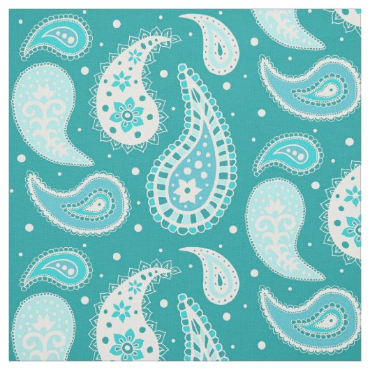 Paisley Pattern Blauwgroen Blue Turquoise Stof (Swatch)