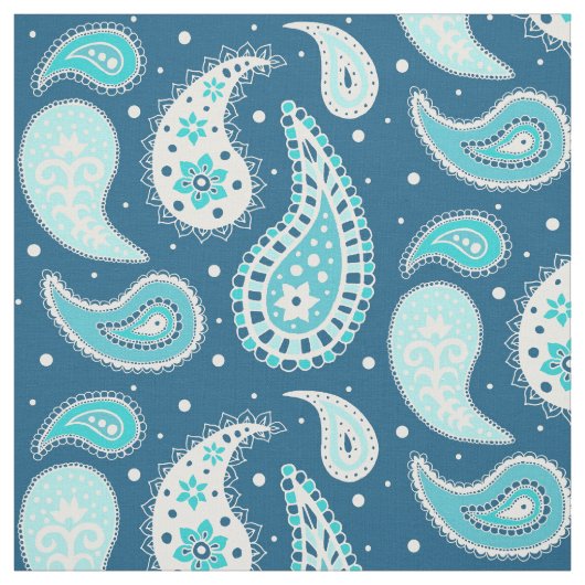 Paisley Pattern Blauwgroen Blue Turquoise Stof (Swatch)