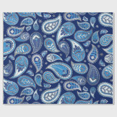 Paisley Pattern - Blue and Silver Cadeaupapier (Vlak)