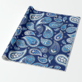 Paisley Pattern - Blue and Silver Cadeaupapier (Uitgerold)