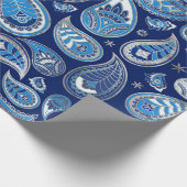 Paisley Pattern - Blue and Silver Cadeaupapier (Hoek)