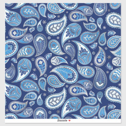 Paisley Pattern - Blue and Silver Sticker (Vel)