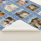 Paisley Pattern Blue Custom Family Photo Collage Sherpa Deken (3/4)